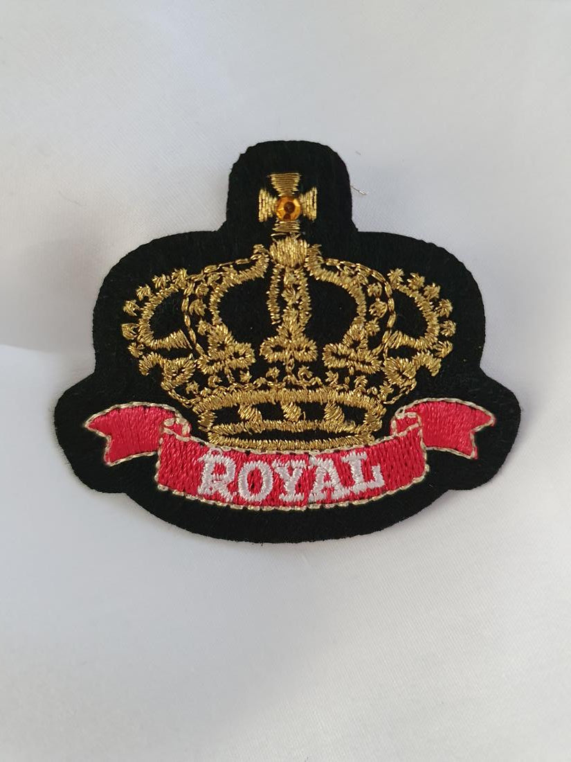 Embroidered Badges - Sew-On Crown Bullion Wire Applique