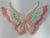 Beautiful Butterfly Pink & Aqua Iron On Embroidered Fabric Motif