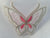 Beautiful Butterfly Pink & Silver Iron On Embroidered Fabric Motif