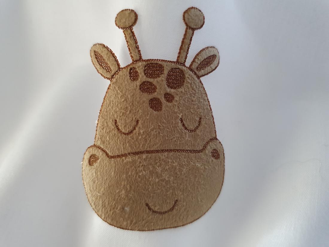 Cute Zoo Animal Giraffe Iron On Embroidered Fabric Motif