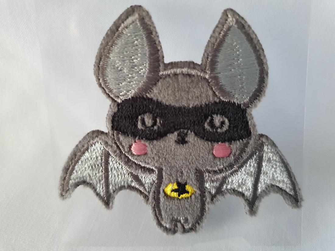Cute Superhero Bat Iron On or Stick on Embroidered Fabric Motif