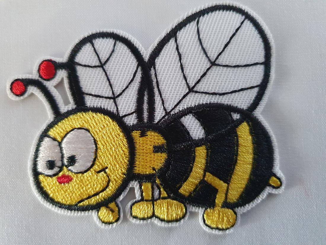Happy Bumble Bee Iron On or Sew on Embroidered Fabric Motif