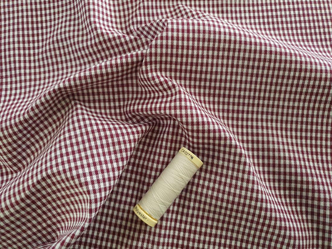 Gingham Mini Check Wine & White 100% Cotton