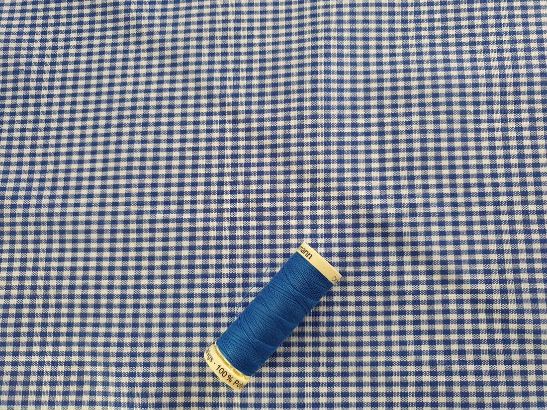 Gingham Mini Check Royal Blue & White 100% Cotton