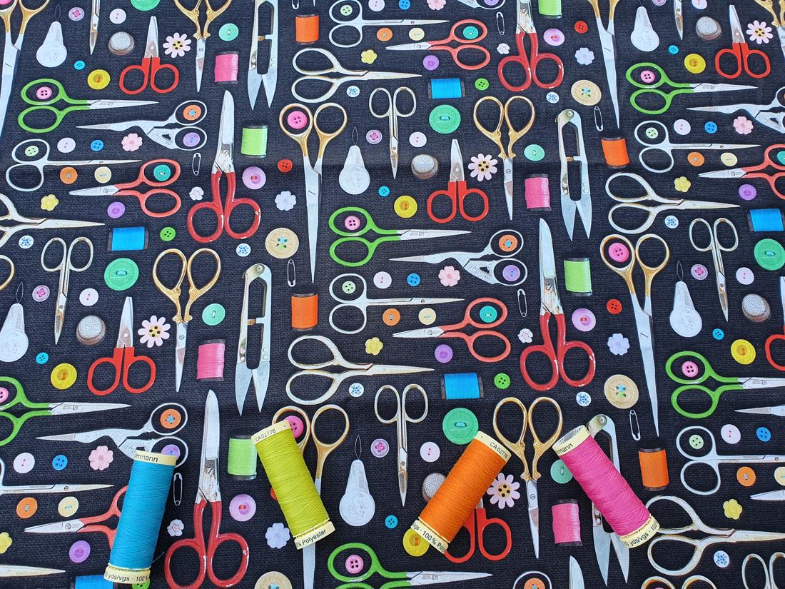 I've Got A Notion Scissors & Sewing Notions Digitally Printed 100% Cotton