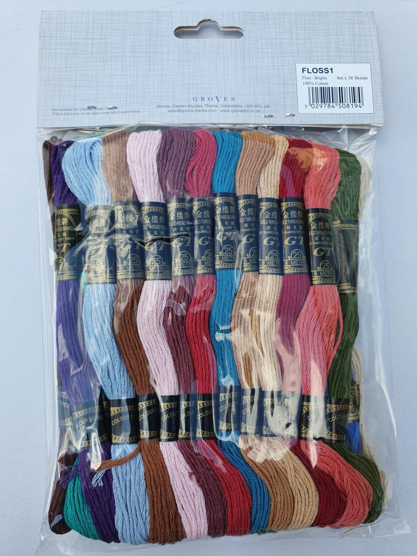 Trimits Bright Stranded Embroidery Thread FLOSS1 36 Skeins