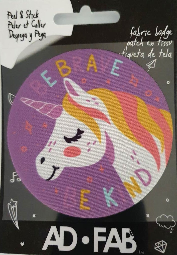 Unicorn Be Brave Be Kind Peel &amp; Stick Badge