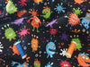 Happy Funny Monsters Bright Multi Color Design 100% Cotton