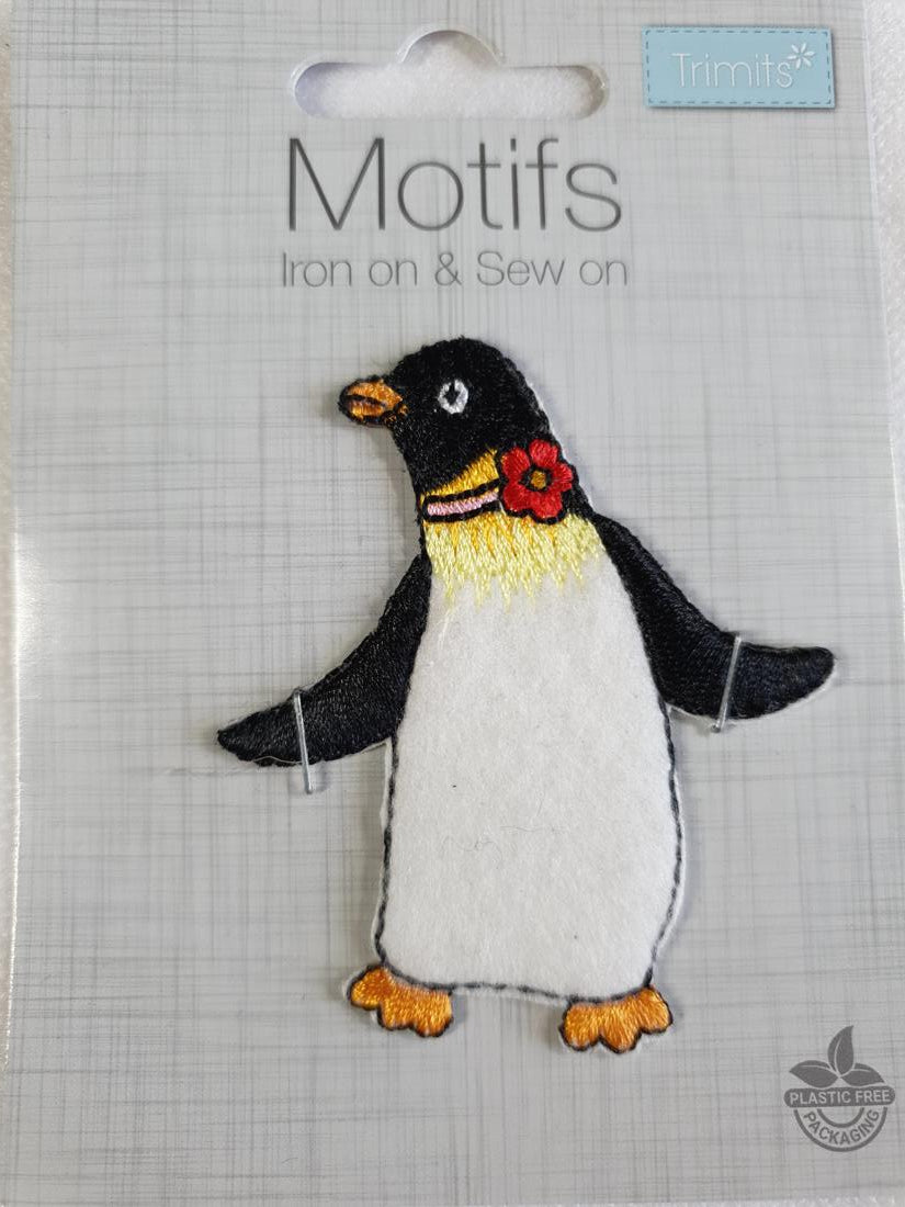 Dancing Penguin Iron On or Sew on Embroidered Fabric Motif