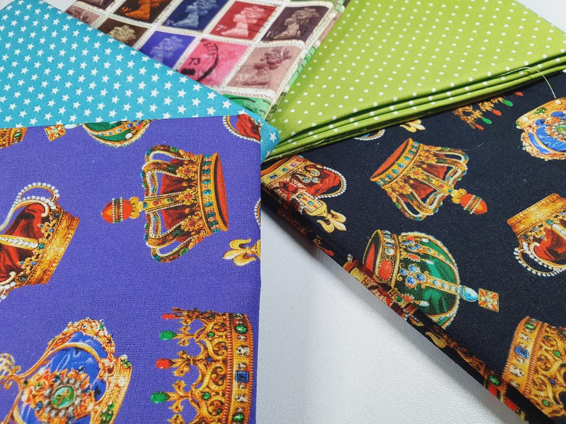 Royal Crowns & Stamps Fat Quarter Bundle 100% Cotton