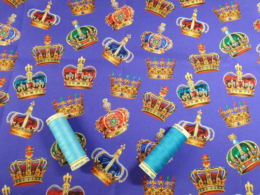 Crowns Kings Coronation Lavender Digitally Printed 100% Cotton