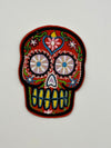 Sugar Skull Mexican Red Iron On or Sew on Embroidered Fabric Motif