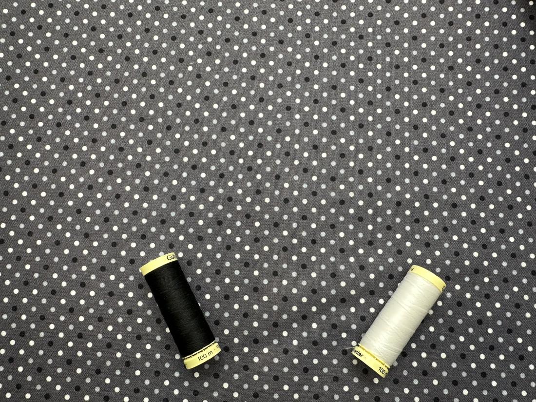 Polka Dots 2mm Multi Colors on a Charcoal Background 100% Cotton