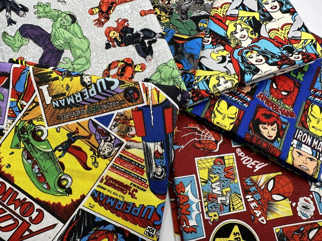 Superheros Marvel Comic Mix Fat Quarter Bundle 100% Cotton Licensed