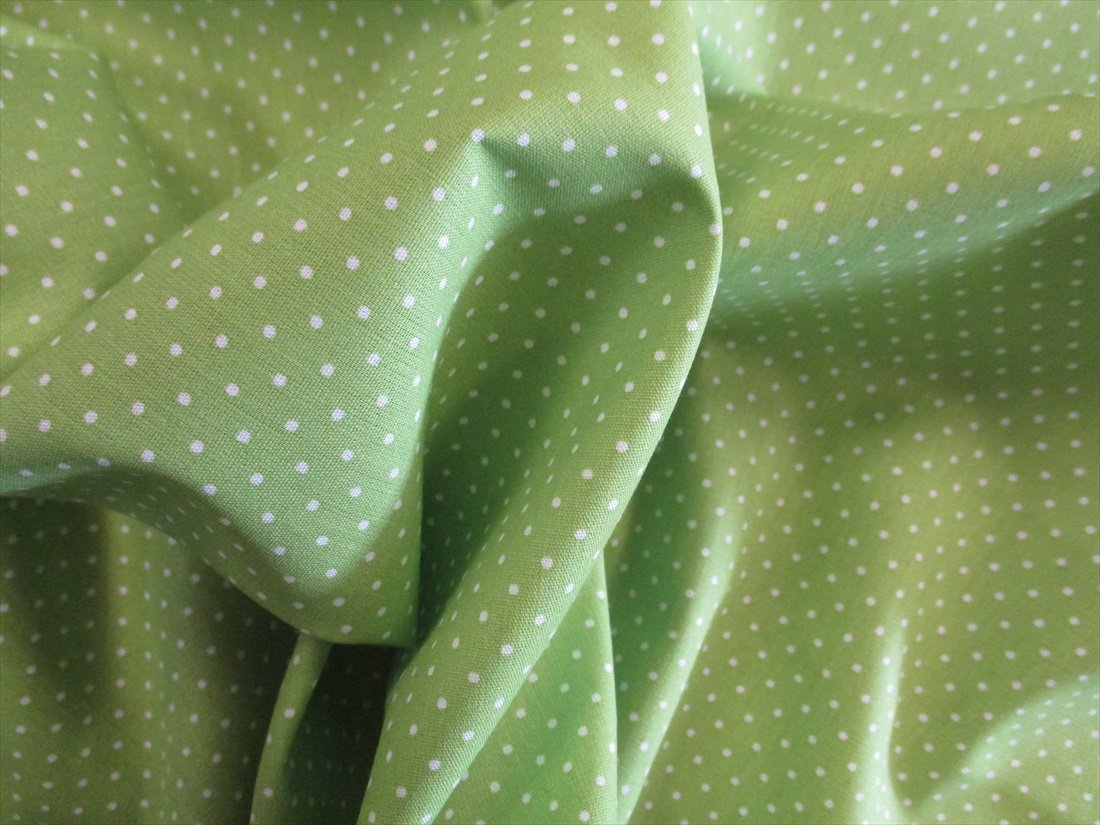 Pin Spot White on a Lime Background 100% Cotton - The Little Fabric Shop