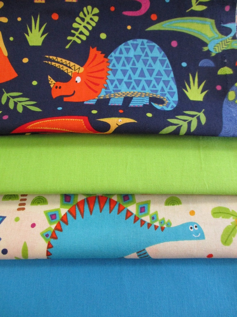 Dinosaur World Bright Colors Fat Quarter Bundle  100% Cotton - The Little Fabric Shop