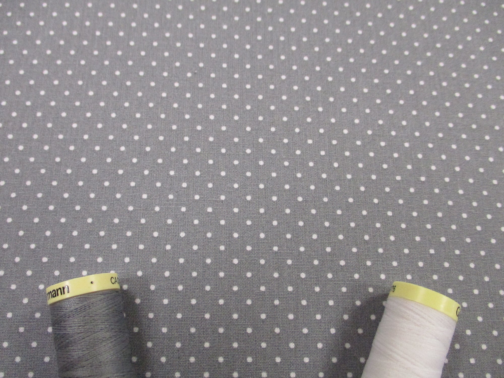 Pin Spot White on a Grey Background 100% Cotton
