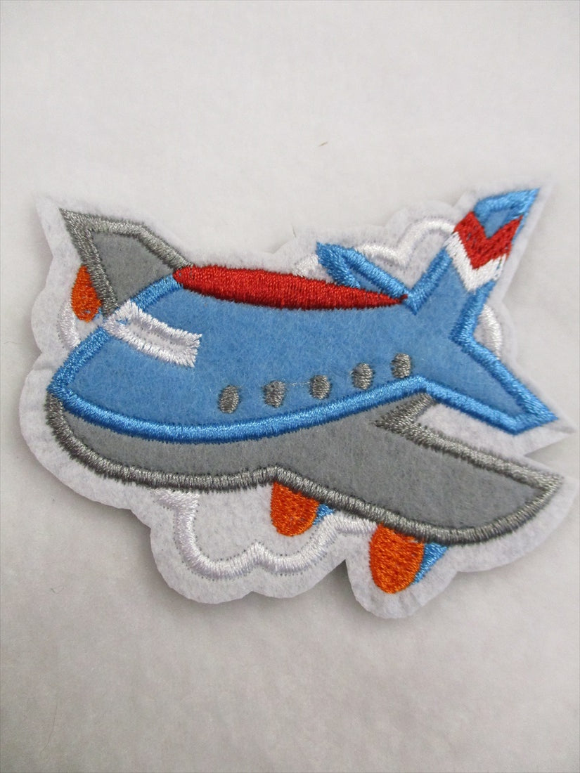 Airplane Sew on or Stick on Embroidered Fabric Motif 9.5cm x 9.5cm