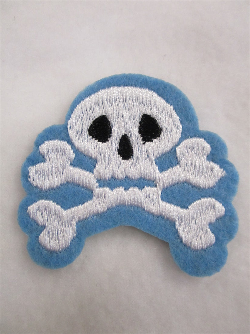 Skull Sew on or Stick on Embroidered Fabric Motif 6cm x 6cm