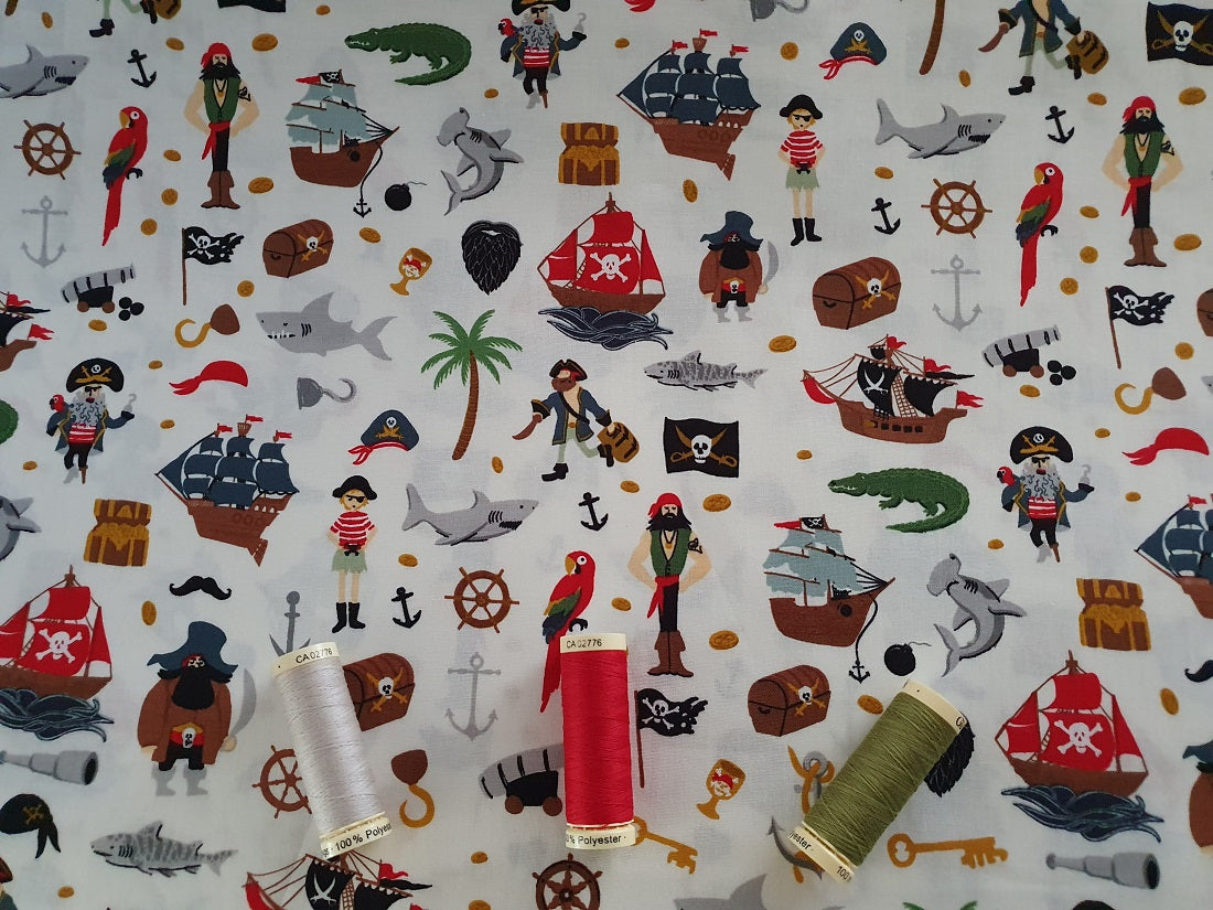 Riley Blake Pirate Tales C9681 Scatter by Echo Park Paper Co on Cream 100% Cotton